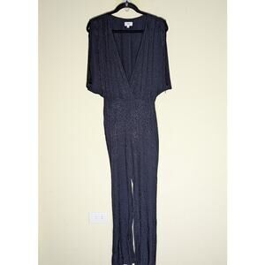 LPA Revolve Womens XS Jodie Jumpsuit ~ Textured Jacquard Leopard Print Dark Blue